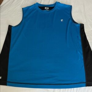 FILA Men's Vibrant Blue and Black Tank Top
